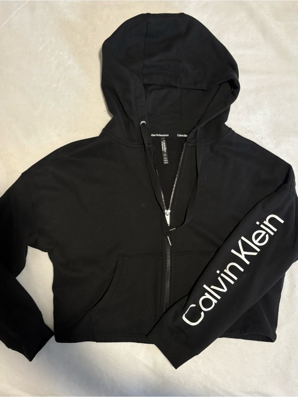 Calvin Klein Black Fleece Hoodie with Logo Detail